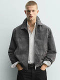 Zara Suede Jacket Men Grey