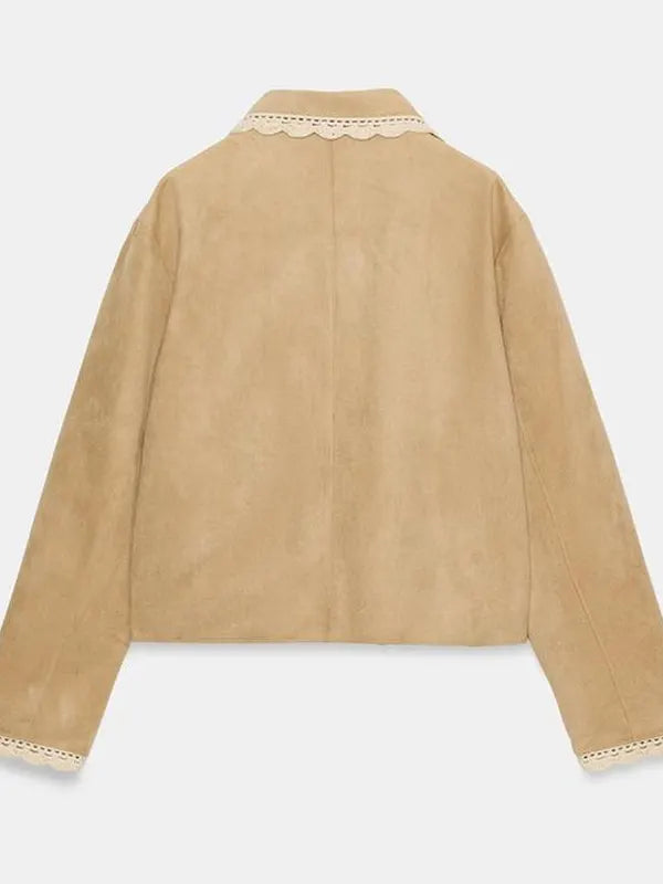 Zara Suede Jacket Women Beige