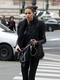 Adriana Lima Black Fur Coat