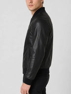 Black Leather Bomber Jacket