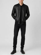 Black Leather Bomber Jacket