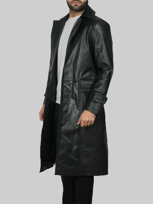 Black Leather Duster Coat