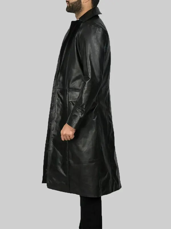 Black Leather Duster Coat