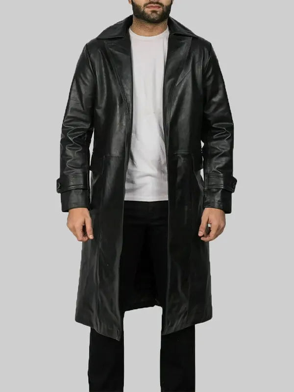 Black Leather Duster Coat