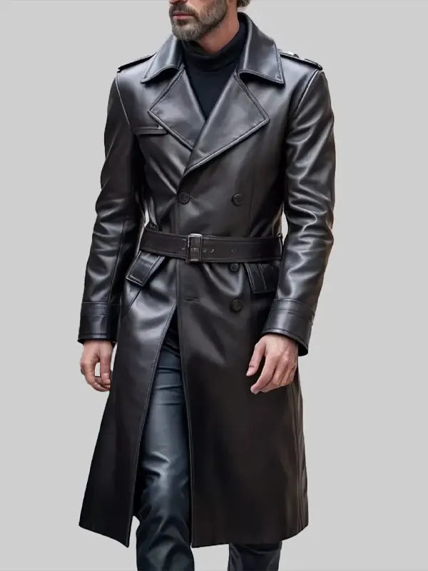 Black Leather Trench Coat