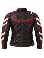 American Flag Jacket Distressed Leather Biker Jacket