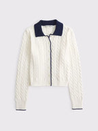 Cable-knit Collared Cardigan
