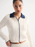 Cable-knit Collared Cardigan