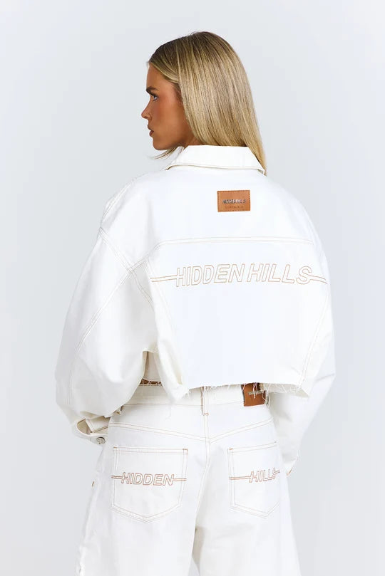 Cropped Off White Denim Jacket