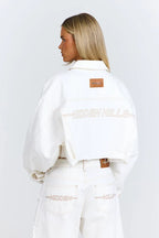 Cropped Off White Denim Jacket