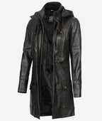 Women Long Coat - Real Leather Zip Up Zing Apparel