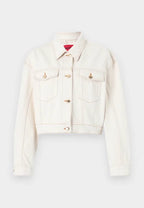 Cropped Off White Denim Jacket