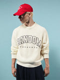 Embroidered Waffle-knit Round Neck Jumper