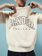 Embroidered Waffle-knit Round Neck Jumper