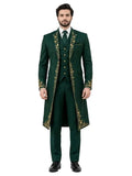 Emerald Green Groom Tailcoat - Embroidered