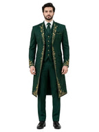 Emerald Green Groom Tailcoat - Embroidered