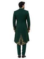 Emerald Green Groom Tailcoat - Embroidered