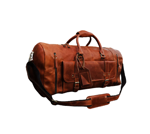 Handmade Travel Leather Duffle Bag, Brown Zing Apparel