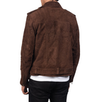 Brando Suede Leather Jacket Men, Chocolate Zing Apparel