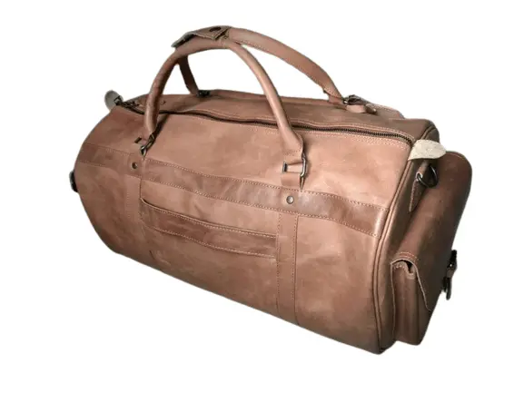 Vintage Leather Gym Bag Men, Brown Zing Apparel