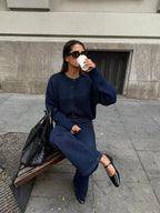 Fluffy Navy Blue Buttoned Cardigan