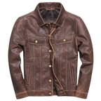 Stylish Slim Biker Jacket Men, Brown Zing Apparel