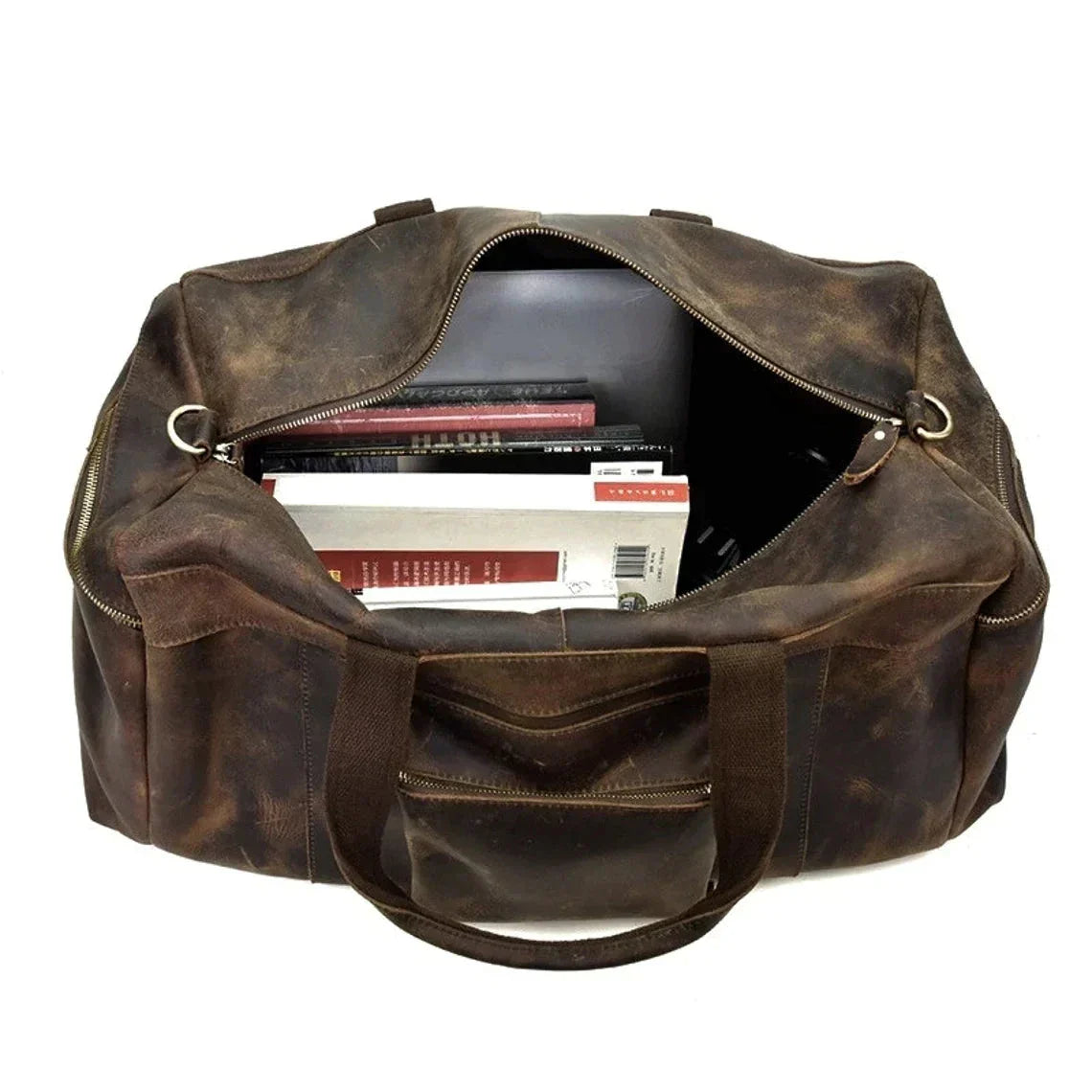 Genuine Cow Leather Weekender Duffle Bag Zing Apparel