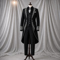 Men's Black Victorian Gothic Tailcoat - Embroidered