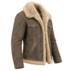 Wolverine Men's Distressed Leather Jacket with Shearling Collar
