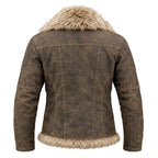 Wolverine Men's Distressed Leather Jacket with Shearling Collar