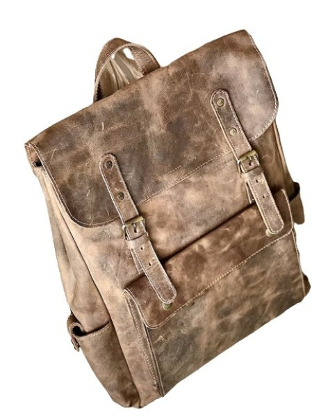 Crazy House Leather Laptop Backpack Zing Apparel