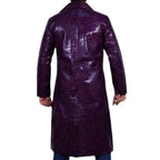 Joker Purple Leather Trench Coat