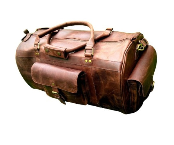Vintage Leather Weekender with Shoe Pocket Zing Apparel