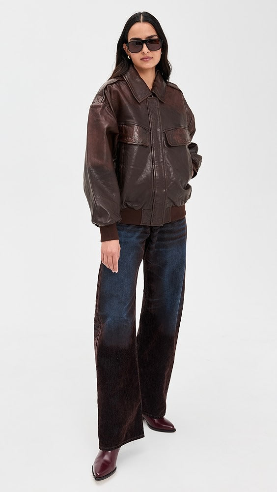LAMARQUE Trevanna Leather Bomber Jacket