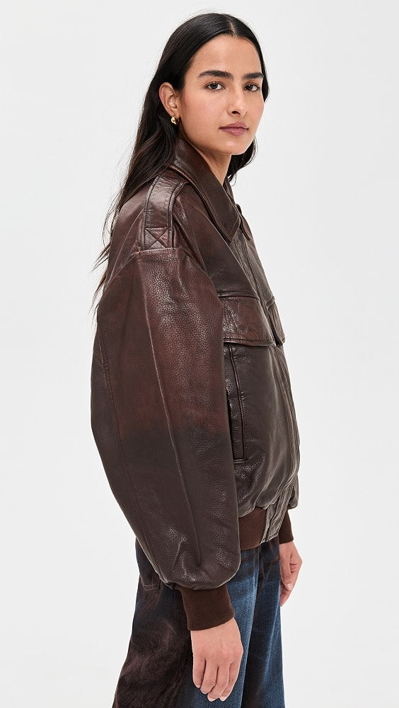 LAMARQUE Trevanna Leather Bomber Jacket