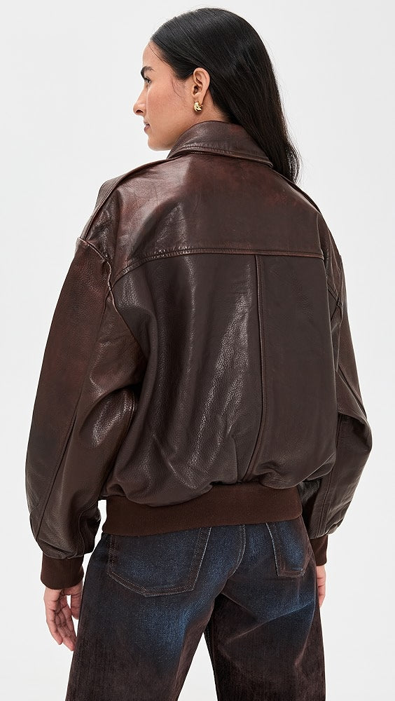 LAMARQUE Trevanna Leather Bomber Jacket