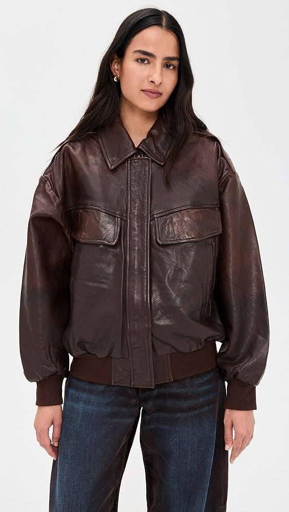 LAMARQUE Trevanna Leather Bomber Jacket