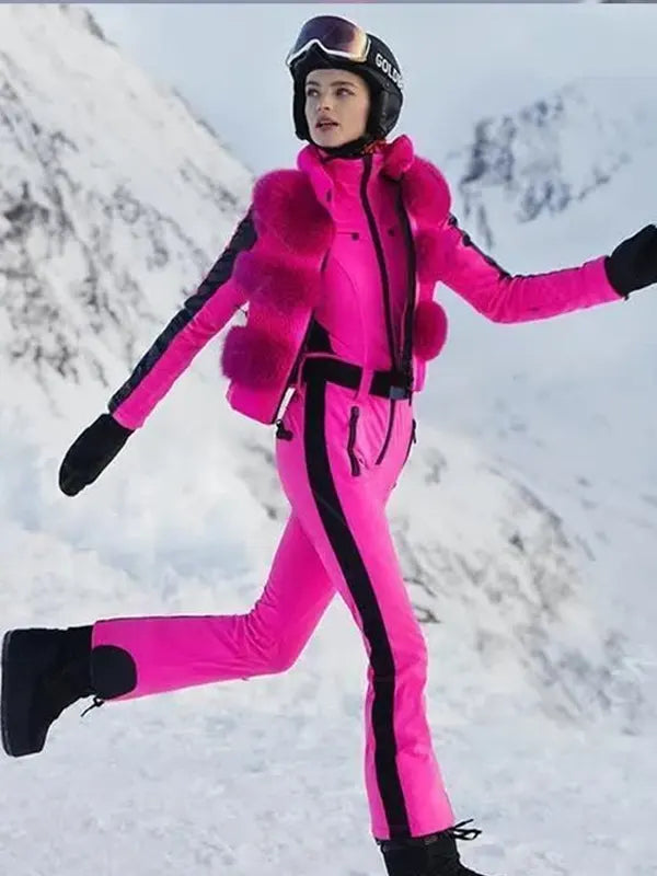 Lindsay Lohan Pink Ski Suit