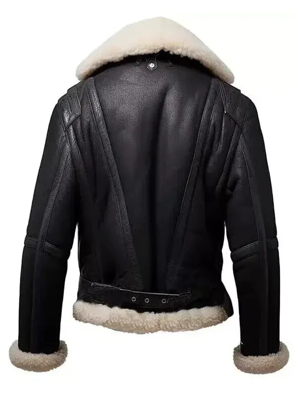 Men Aviator B3 Black Leather Bomber Jacket