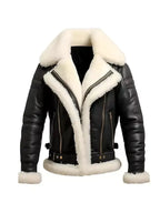 Men Aviator B3 Black Leather Bomber Jacket