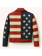 Men's 90s Vintage Stars & Stripes Leather Motorcycle Jacket