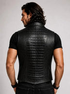 Men’s Crocodile Leather Shawl Collar Vest