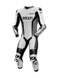 Men's Custom Ducati White & Black Motorcycle Racing Suit