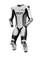 Men's Custom Ducati White & Black Motorcycle Racing Suit