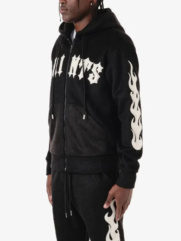 Men's Saints Mohair Full-Zip Hoodie - Black
