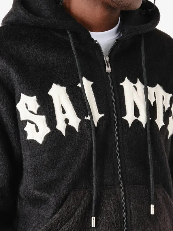 Men's Saints Mohair Full-Zip Hoodie - Black