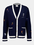 Navy Embroidered Wool-cashmere Cardigan