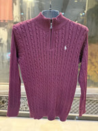 Polo Men's Medium Purple Knit Quarter Zip Sweater