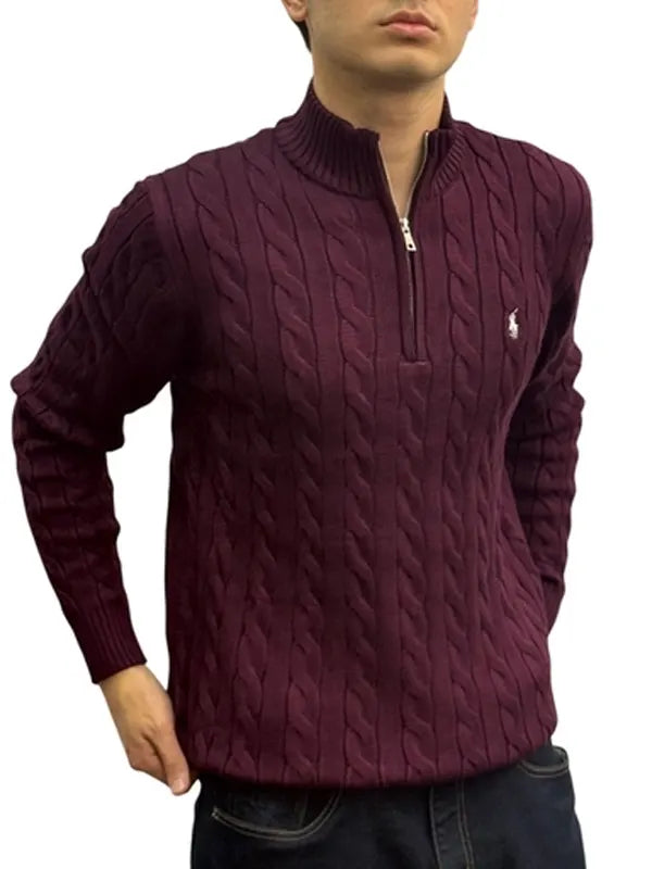 Polo Men's Medium Purple Knit Quarter Zip Sweater