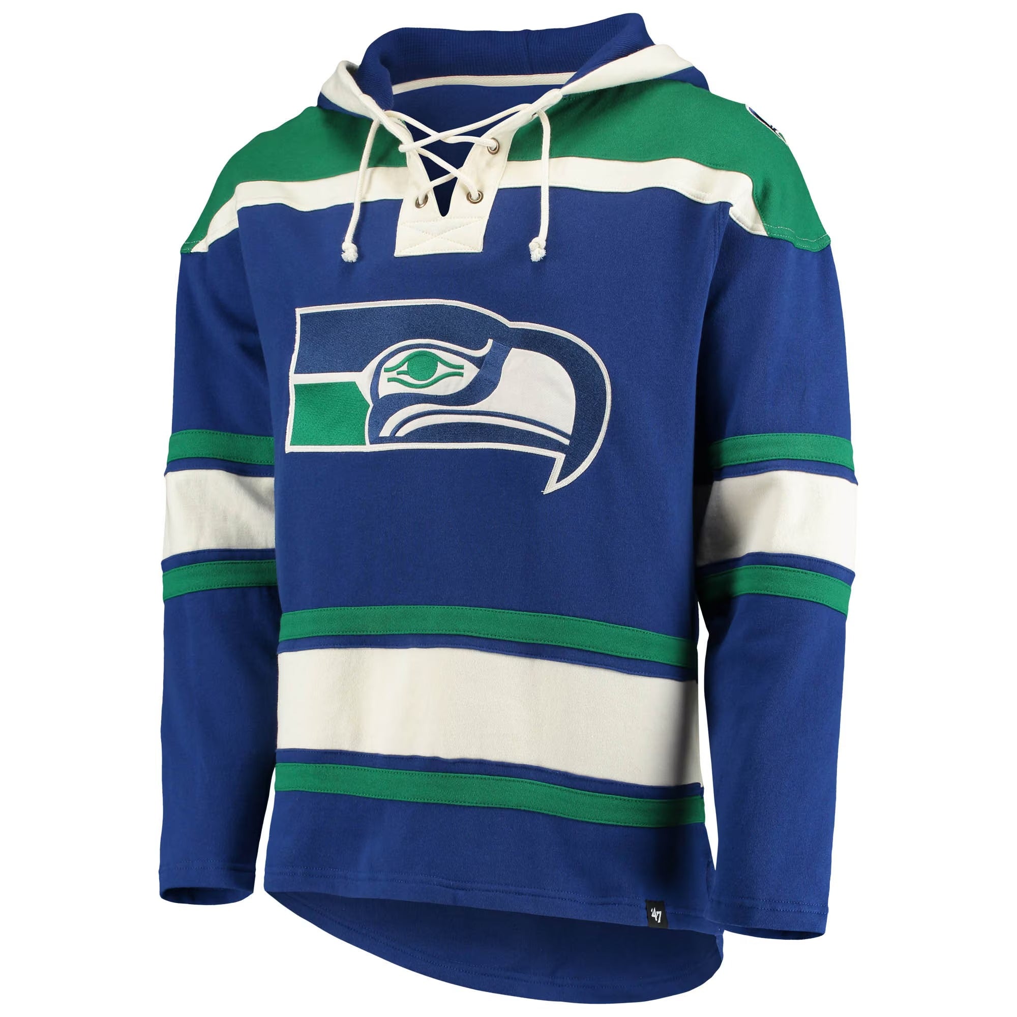 royal seattle seahawks throwback lacer pullover hoodie
